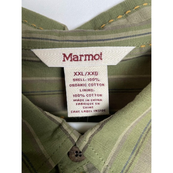 Marmot Kenya Short Sleeve Button Up Shirt Men's XXL Green Stripe Outdoor Casual - Picture 7 of 7